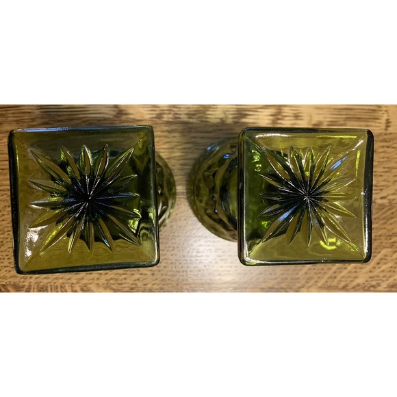 Set of Indiana Glass "Colony Park Lane"‎ Avocado Green Water Goblets 5.5" 8oz - Picture 2 of 3